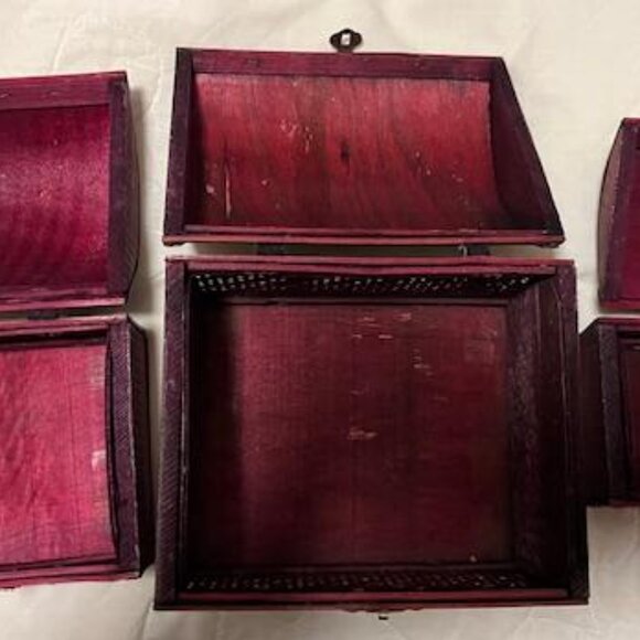 3 wood woven stacking boxes - Picture 2 of 8